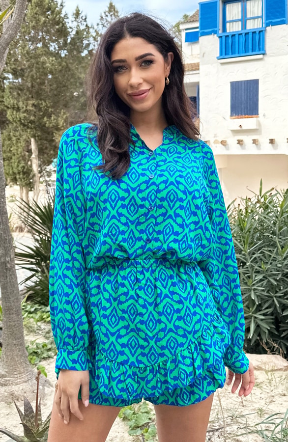Print Blouse Kobalt Groen – shoparchief, foto 2