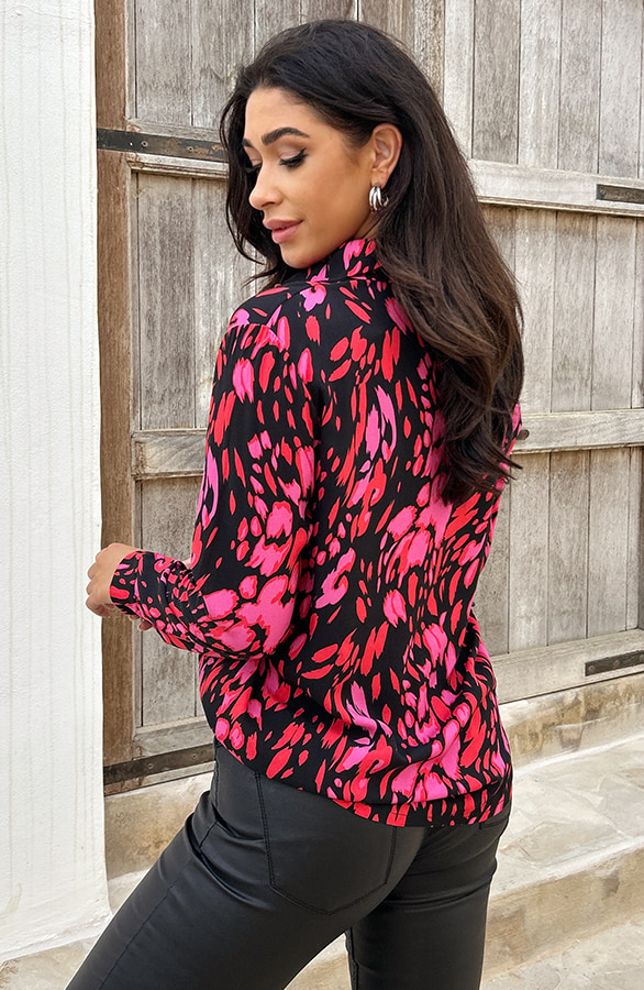 Print Blouse Roze Zwart – shoparchief, foto 4