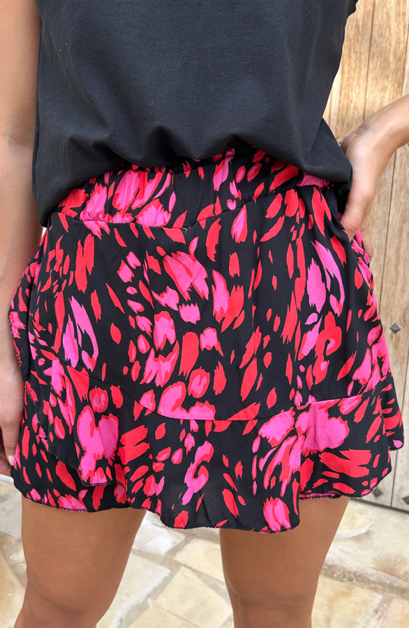 Print Skort Roze Zwart – shorts
