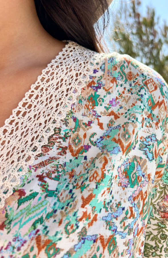 Romantic Boho Oversized Jurk Mintgroen – jurken, foto 5