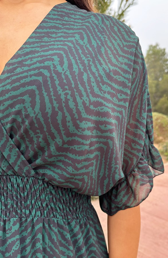 Ruffle Laagjes Jurk Exclusive Print Smaragd – shoparchief, foto 10