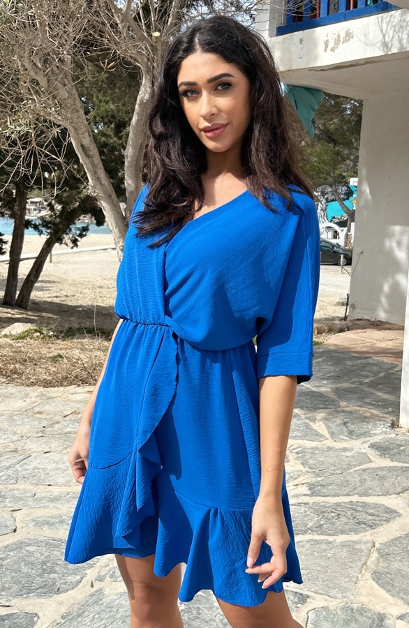 Saint Tropez Ruffle Jurk Kobalt – shoparchief, foto 2