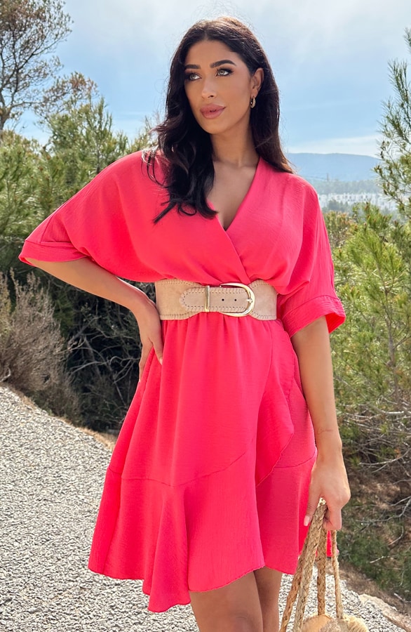 Saint Tropez Ruffle Jurk Koraal – shoparchief, foto 4