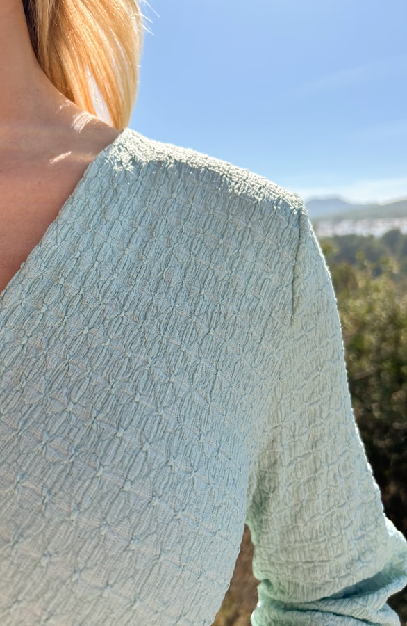 Smocked Jurk V-hals Mint – shoparchief, foto 5