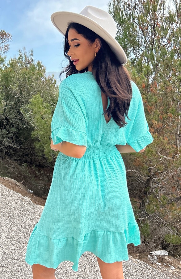 Smocked Low Back Jurk Mint – shoparchief, foto 2