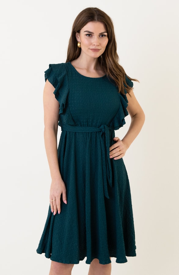 Smocked Ruches Jurk Smaragd – shoparchief, foto 8