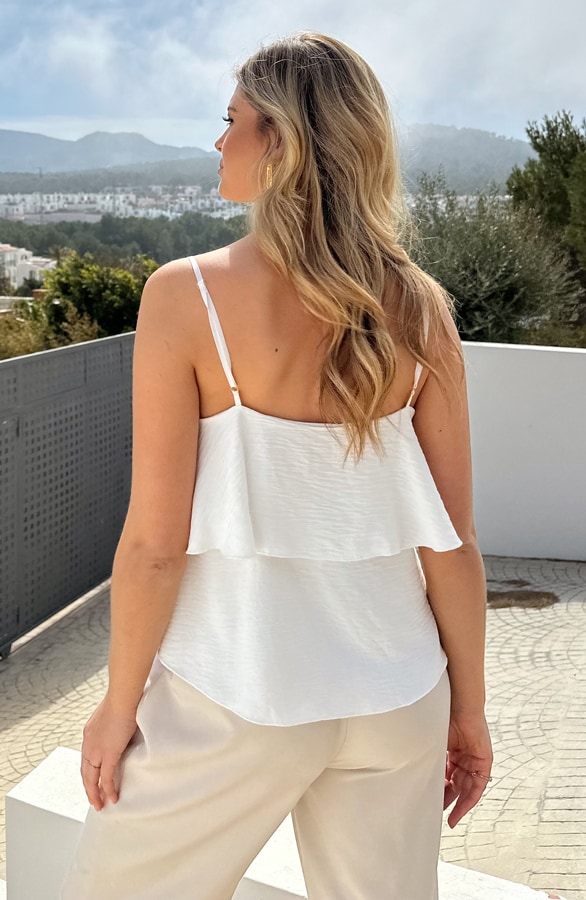 Spaghetti Ruffle Top Ecru – shoparchief, foto 5