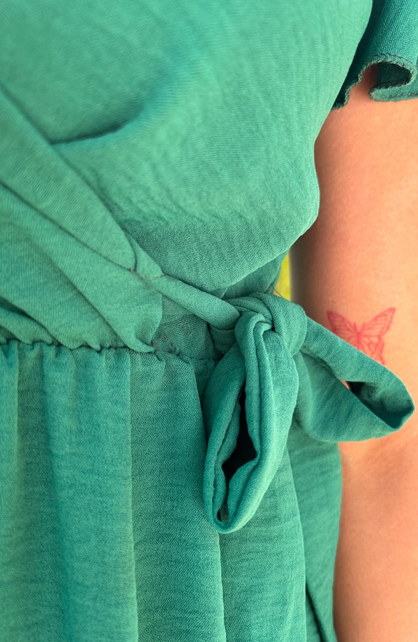 Toscane V-hals Jurk Bright Green – shoparchief, foto 4