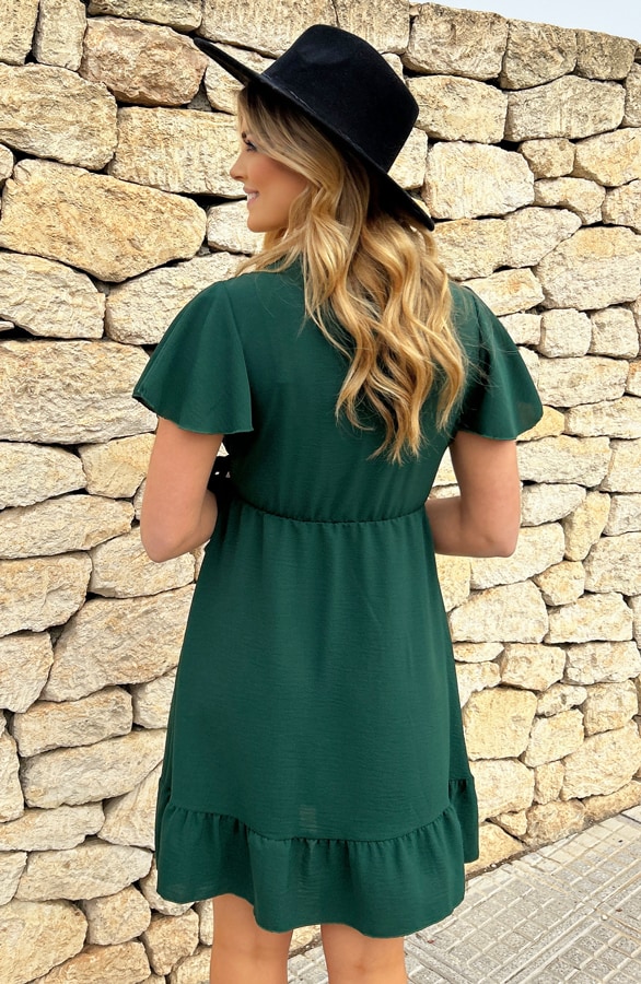 Toscane V-hals Jurk Smaragd – shoparchief, foto 4