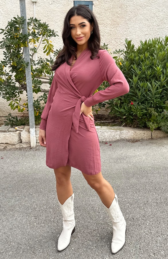 Wrap Dress Button Vegas Dust Roze – shoparchief, foto 5