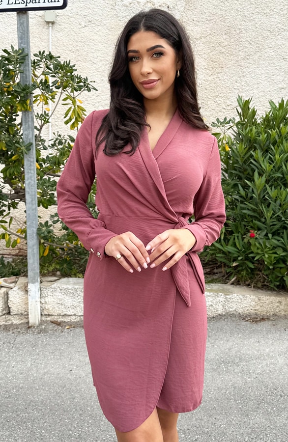 Wrap Dress Button Vegas Dust Roze – shoparchief, foto 2