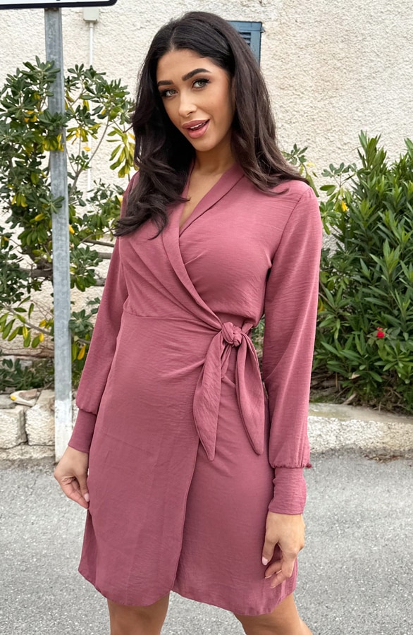 Wrap Dress Button Vegas Dust Roze – shoparchief, foto 3