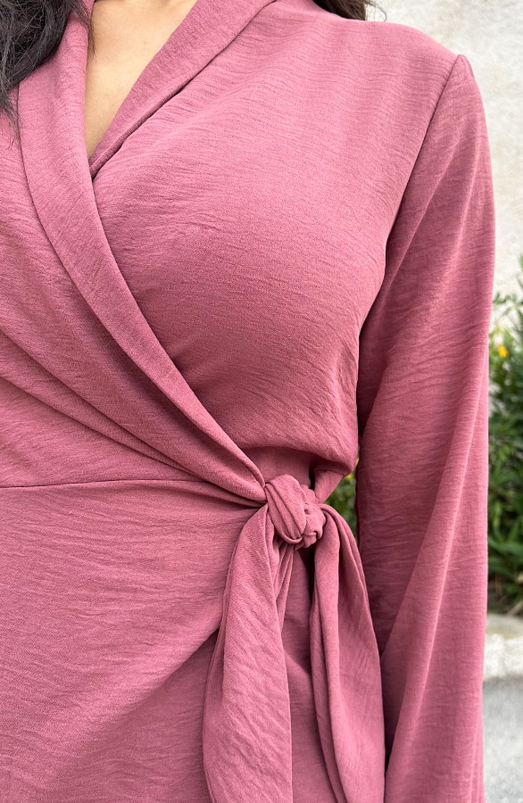 Wrap Dress Button Vegas Dust Roze – shoparchief, foto 6