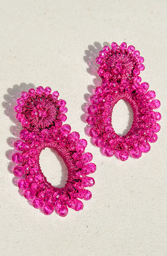 Crystal Luxury Oorbellen Fuchsia – shoparchief