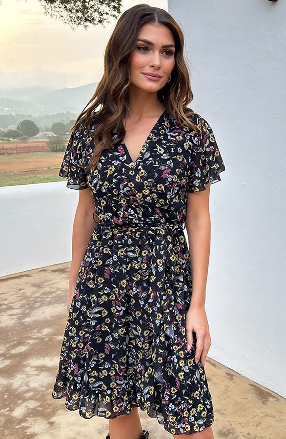 Elegance Flower Jurk Zwart – shoparchief