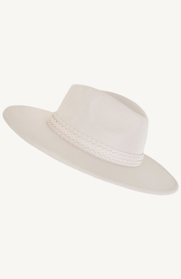 Fedora Hoed Leather Detail Light Beige – shoparchief
