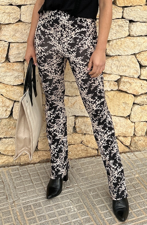 Flared Broek Leaves Black – shoparchief, foto 2
