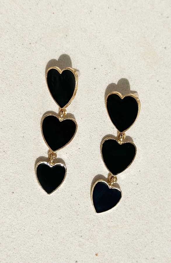 Hartjes Oorbellen Goud Zwart – shoparchief