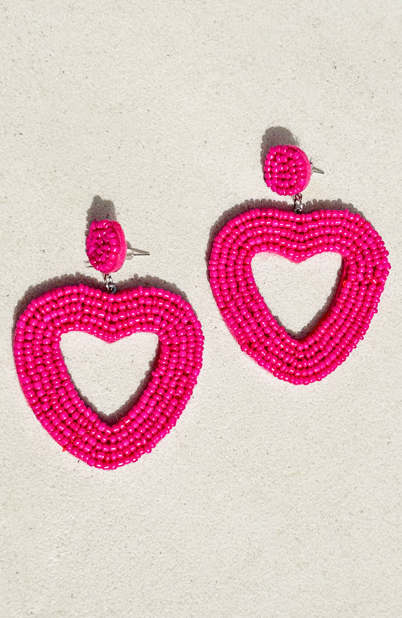 Heart Beads Oorbellen Fuchsia – shoparchief