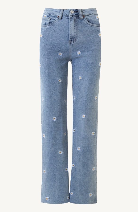 High Waist Wide Leg Jeans Flower – shoparchief, foto 5