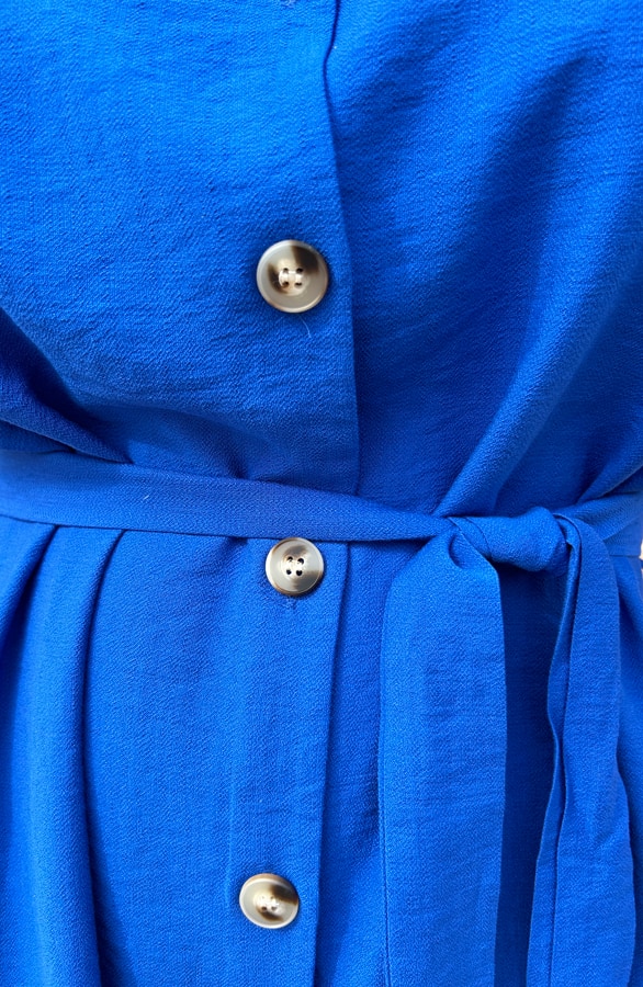 Knopen Midi Jurk Kobalt – shoparchief, foto 4