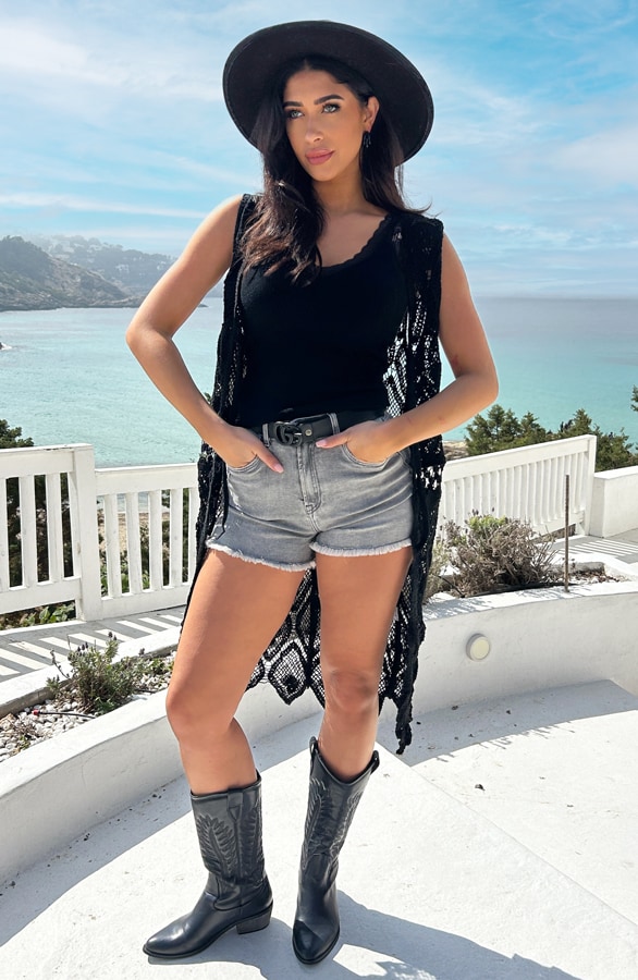 Lang Gehaakt Gilet Boho Zwart – shoparchief, foto 6