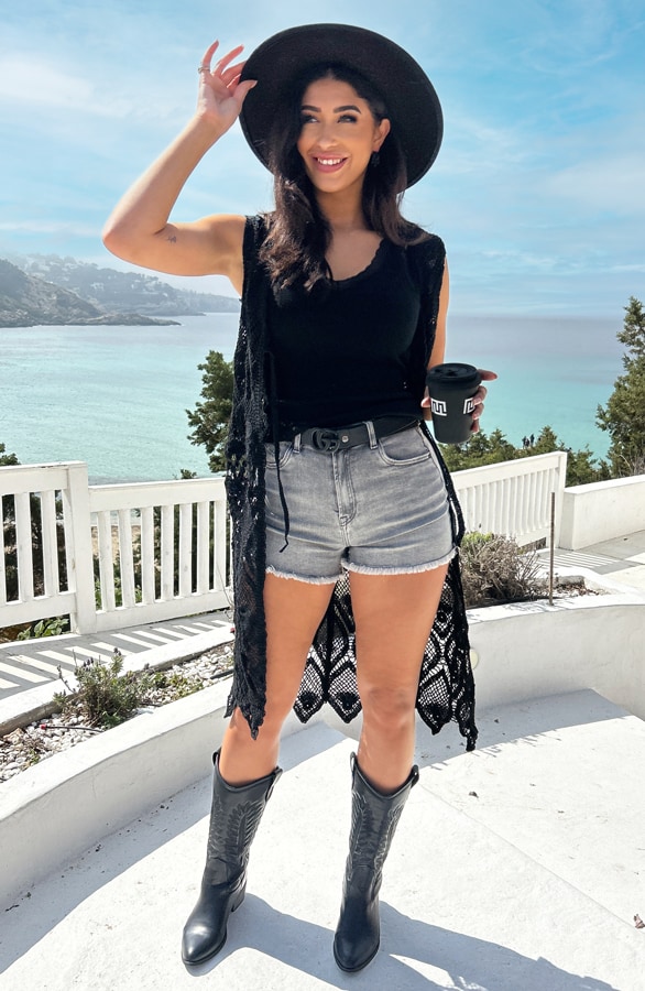 Lang Gehaakt Gilet Boho Zwart – shoparchief, foto 5