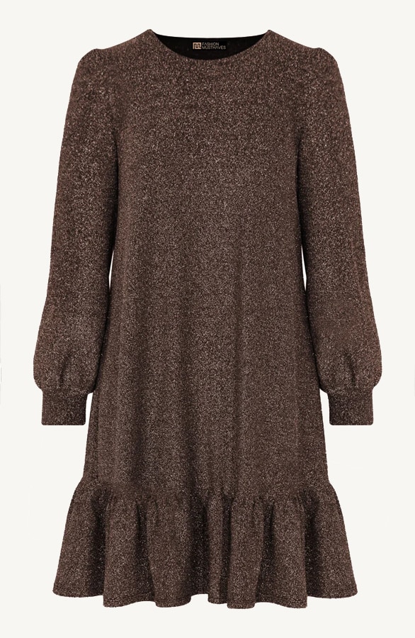Lurex Ruffle Jurk Rosé – shoparchief