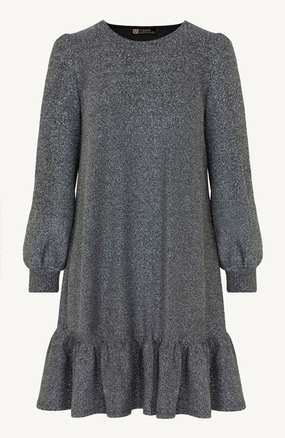 Lurex Ruffle Jurk Zilver – shoparchief