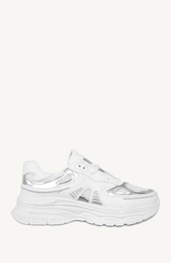 Metallic Runners LA Wit Zilver – shoparchief