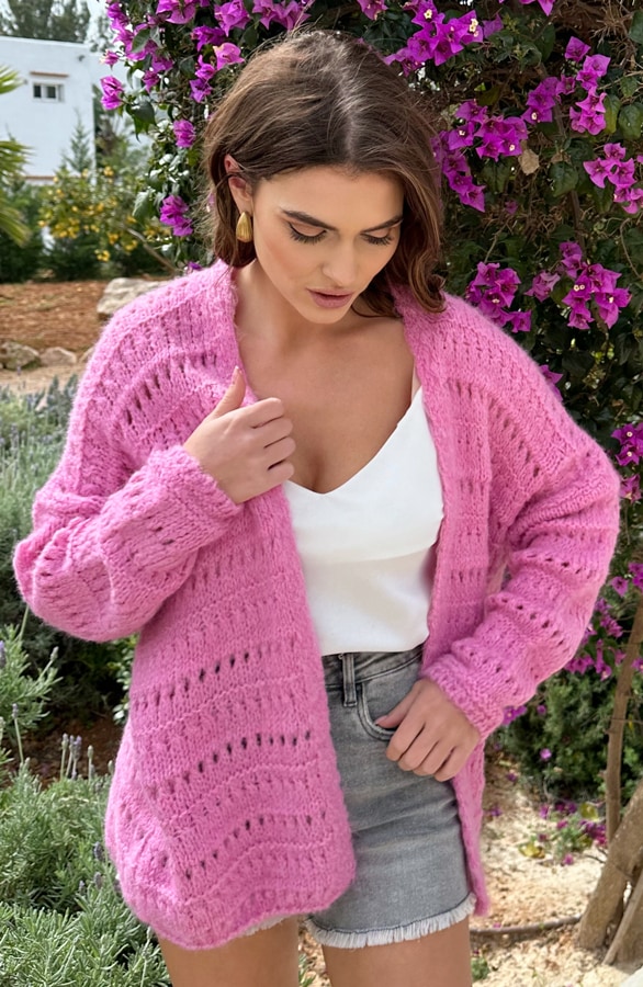Oversized Knitted Vest Milaan Candy Pink – shoparchief