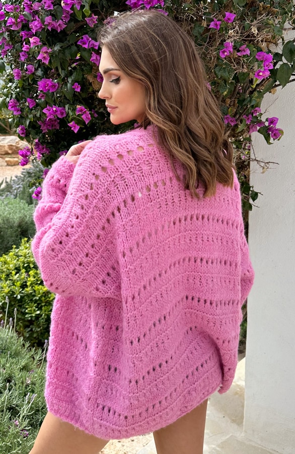 Oversized Knitted Vest Milaan Candy Pink – shoparchief, foto 5