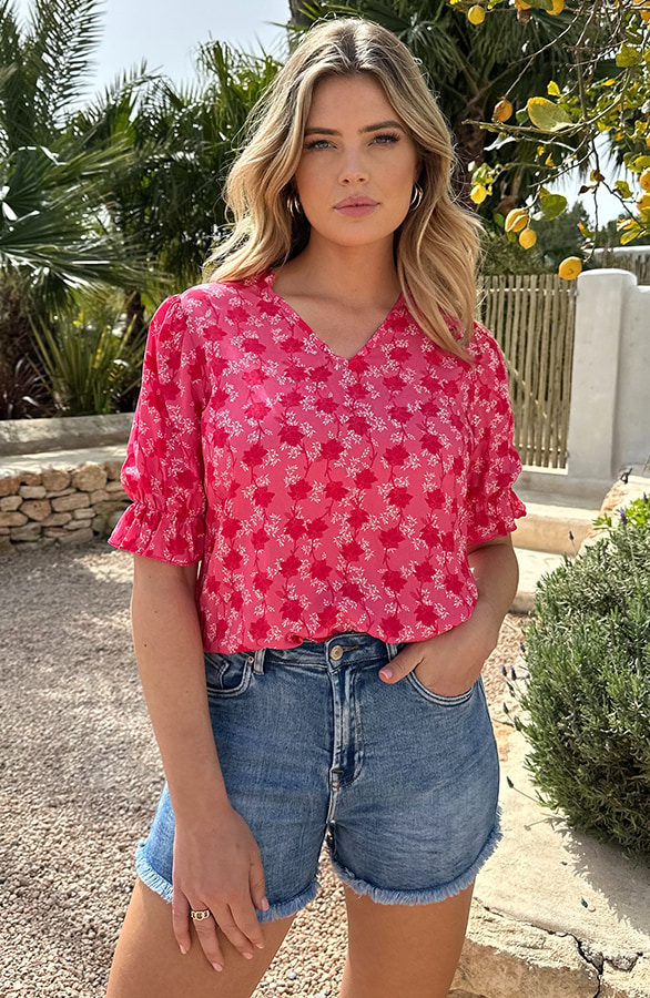 Pofmouwen Top Gigi Fuchsia – shoparchief