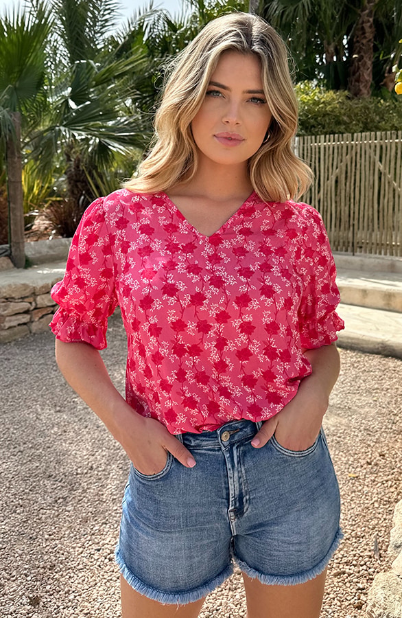 Pofmouwen Top Gigi Fuchsia – shoparchief, foto 2