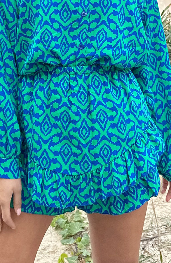 Print Skort Kobalt Groen – shoparchief