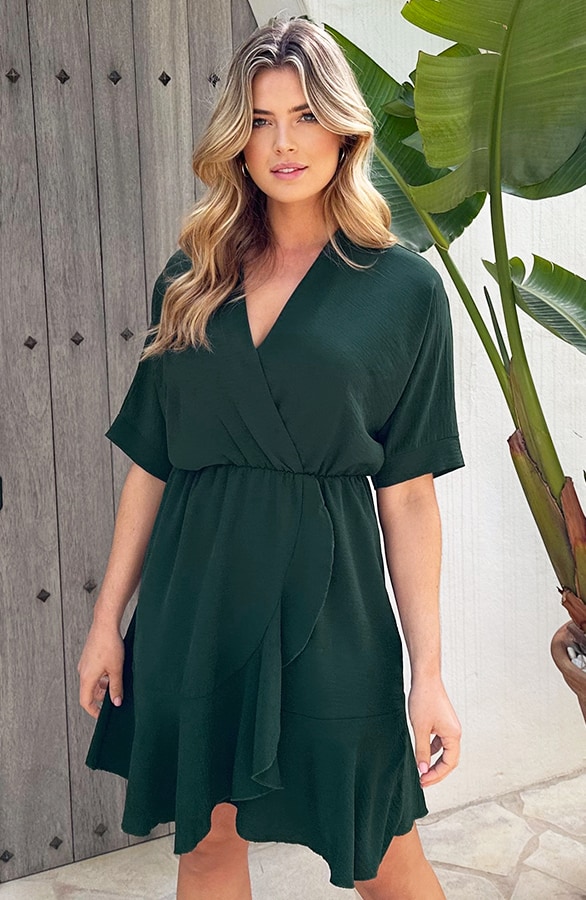 Saint Tropez Ruffle Jurk Smaragd – shoparchief, foto 3