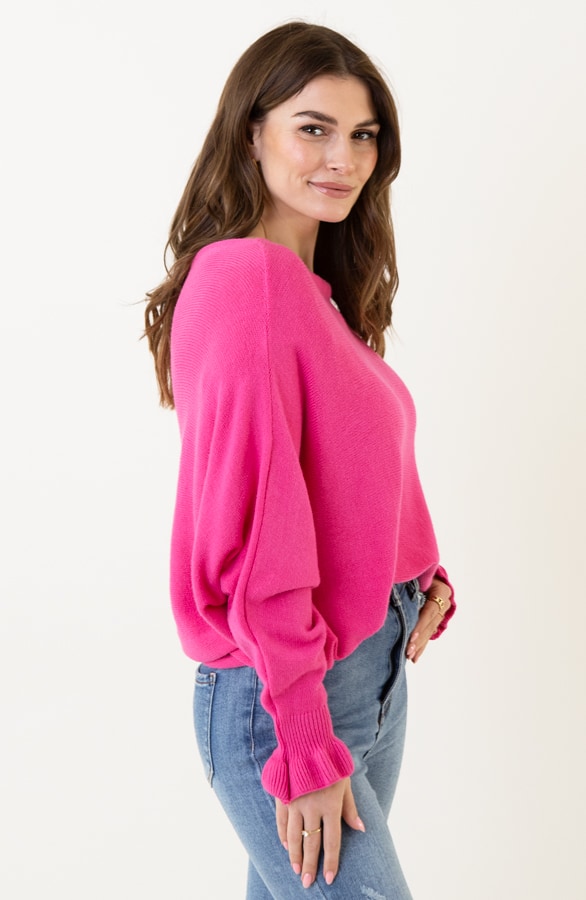 Soft Trui Ruffle Mouwen Fuchsia – shoparchief, foto 4
