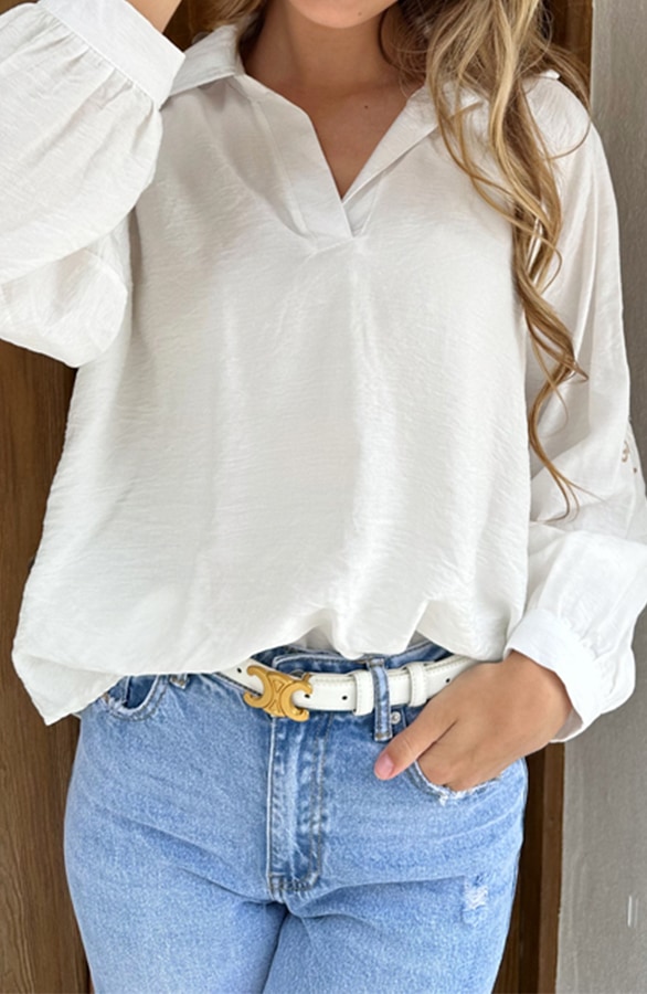 Blouse Embroidery Sleeve Ecru – shoparchief, foto 4
