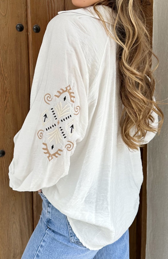 Blouse Embroidery Sleeve Ecru – shoparchief