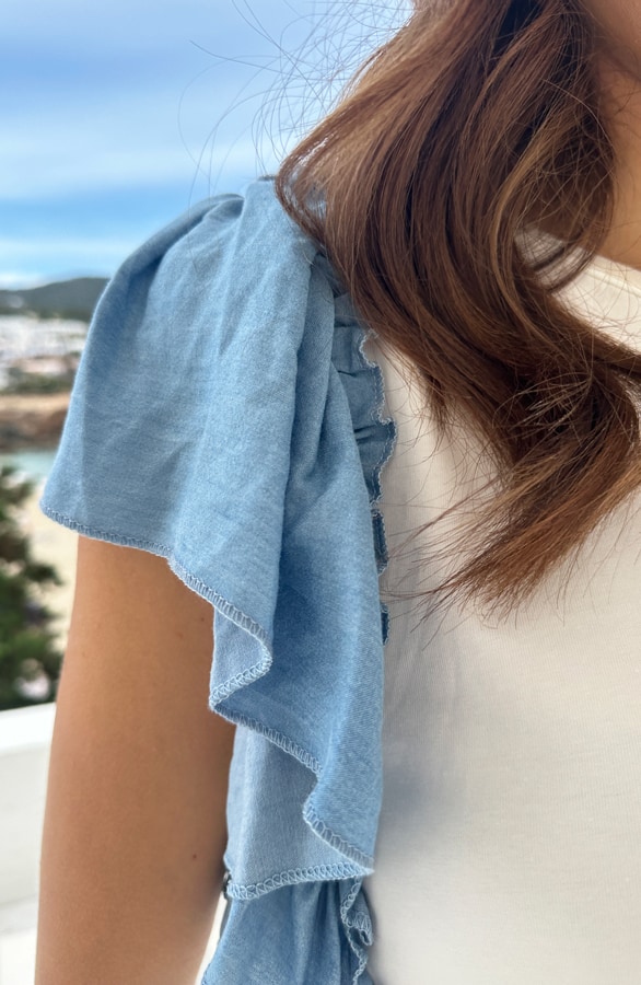 Denim Ruffle T-shirt – shoparchief, foto 5