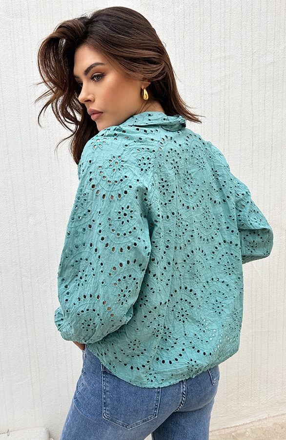 Embroidery Oversized Blouse Mint – shoparchief, foto 2