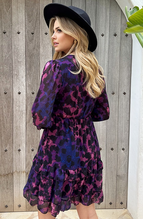 Exclusive Print V-Hals Dress Leopard Dust Roze – shoparchief, foto 3