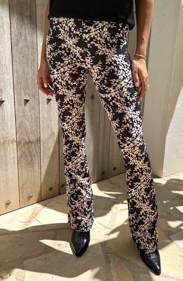 Flared Broek Leaves Black – shoparchief, foto 8