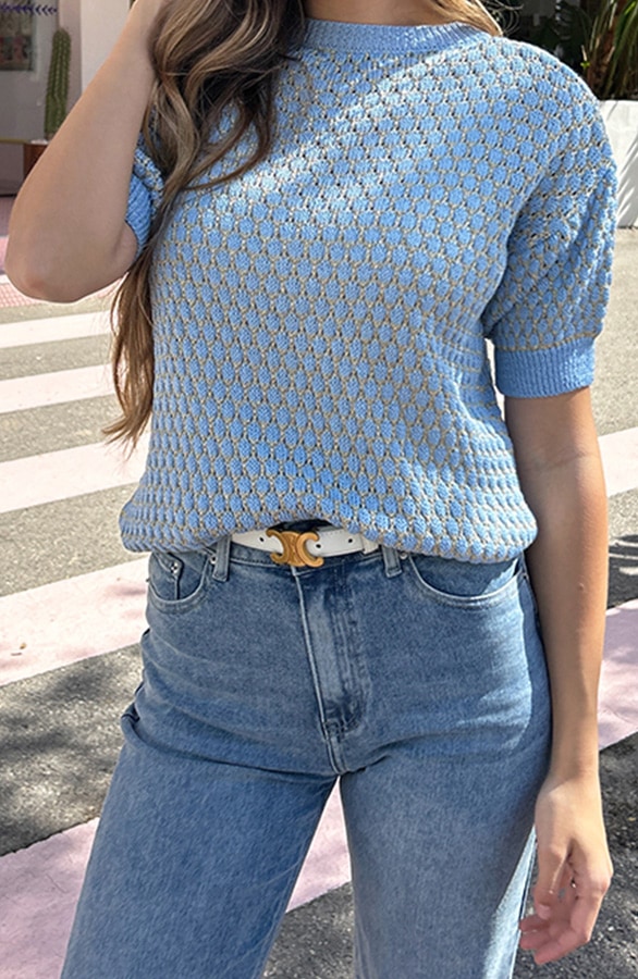 Gebreide Top Lurex Sky Blue – shoparchief, foto 2