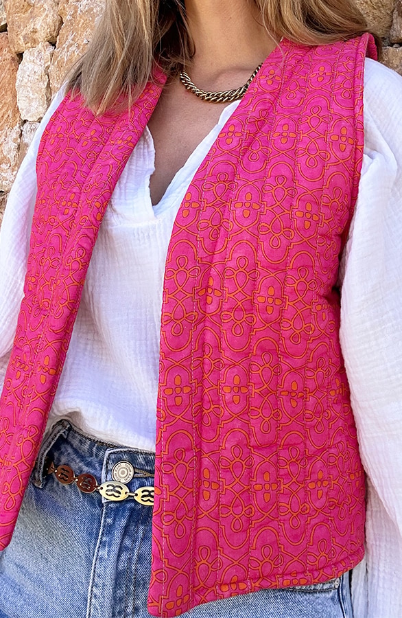 Gilet Print Bright Fuchsia – shoparchief, foto 4