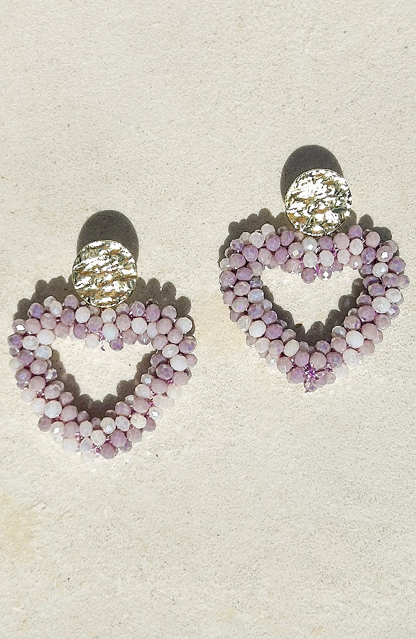 Heart Beads Oorbellen Mauve – shoparchief
