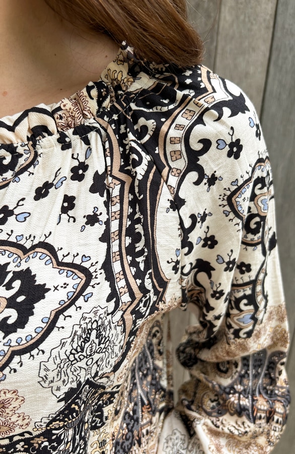Loose Fit Detailed Blouse Zwart – shoparchief, foto 5