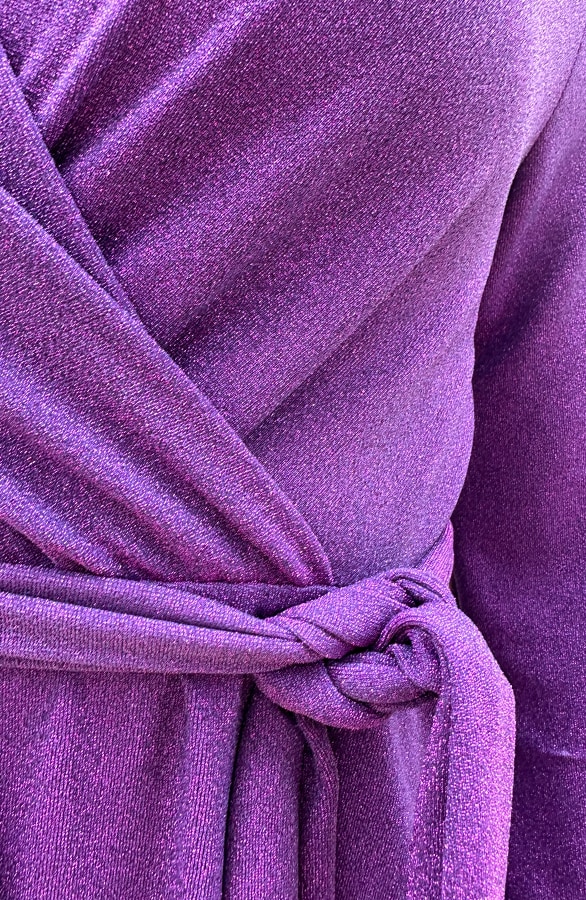 Lurex Jurk V-hals Dark Purple – shoparchief, foto 5