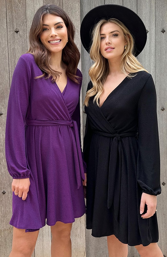 Lurex Jurk V-hals Dark Purple – shoparchief, foto 7