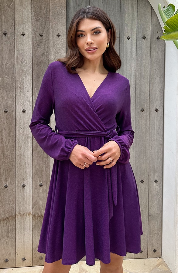 Lurex Jurk V-hals Dark Purple – shoparchief, foto 2